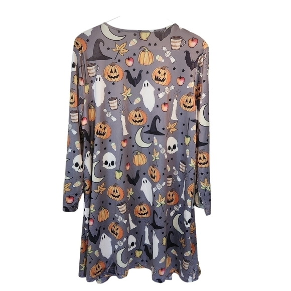 Halloween Open Front Long Cardigan Jacket (20 US) 4XL Gray, Black, White, Orange - Picture 6 of 8